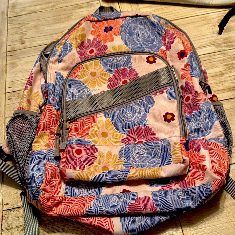 LL Bean backpack. Floral print